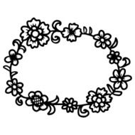 Hand drawn floral round frame N11