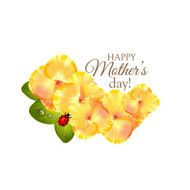 Greeting card for Mothers day with flowers of hydrangea