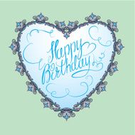 vintage ornamental heart shape with calligraphic text Happy Birthday