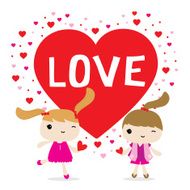 Love Girl Cute Cartoon Character Vector