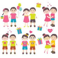 Set of vector images couples N2