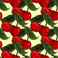 Seamless texture - bright juicy fresh cherry fruit vector
