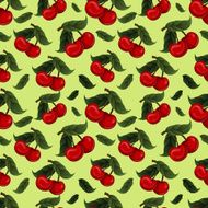 Seamless texture - bright juicy fresh cherry fruit vector N2