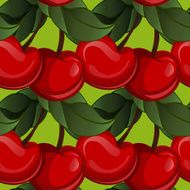 Seamless texture - bright juicy fresh cherry fruit vector N3