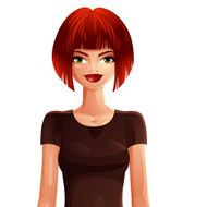 Sexy coquette Caucasian woman upper body portrait Gorgeous red- N2