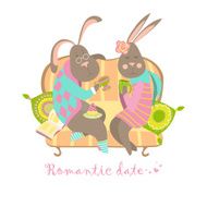 Cute bunnies in love