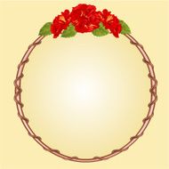 Round frame with red hibiscus vector
