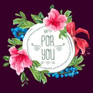 Vintage Watercolor Greeting Card with Blooming Exotic Flowers N4