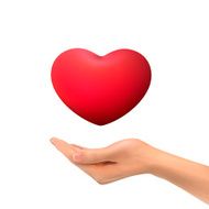 3d hand holding red heart symbol