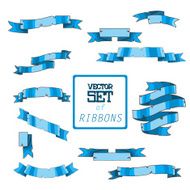 Beautiful blueribbons set for design Vector illustration EPS