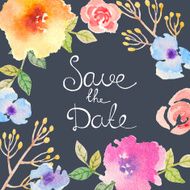 Invitation card with watercolor flowers for your wedding day N15