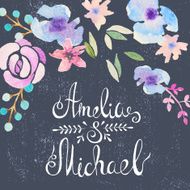 Invitation card with watercolor flowers for your wedding day N19