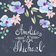 Invitation card with watercolor flowers for your wedding day N20