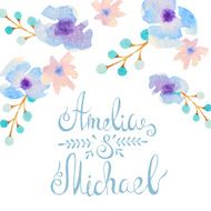 Invitation card with watercolor flowers for your wedding day N21