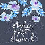 Invitation card with watercolor flowers for your wedding day N22