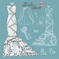 Bridal shower Dress accessories set Vintage vector N2