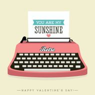 Retro Happy Valentines day card with typewriter