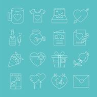 valentine&#039;s day line icon set N8