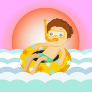 boy on the beach Mascot cartoon Vector EPS10