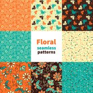 Floral seamless pattern set with butterfly