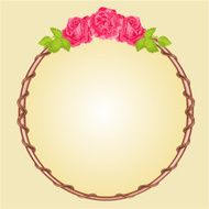 Round frame with roses vector