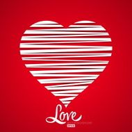 Vector heart made from color stripes Happy Valentine card