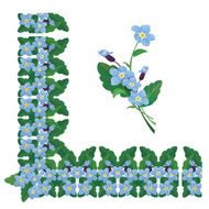 Forget-me-not floral corner and line frame elements