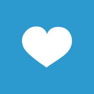 heart icon white on the blue background
