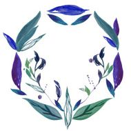 Watercolor flowers wreath Hand drawn background