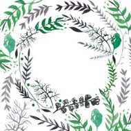 Watercolor flowers wreath Hand drawn background N2