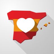 Spain map icon with a heart