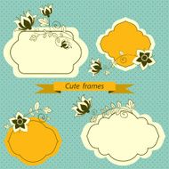 vintage labels with flower Vector set
