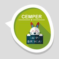Happy birthday rabbit card flat icon with long shadow eps10 N7