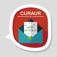 Happy birthday card flat icon with long shadow eps10 N16