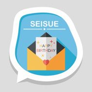 Happy birthday card flat icon with long shadow eps10 N17