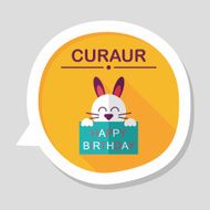 Happy birthday rabbit card flat icon with long shadow eps10 N8