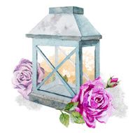 Retro vintage lamp with rose N2