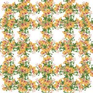 Floral colorful mallow flowers pattern on white background N5
