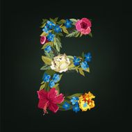 E letter Flower capital alphabet Colorful font Uppercase N2