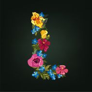 L letter Flower capital alphabet Colorful font Uppercase N2
