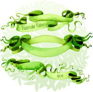 Green watercolor ribbons