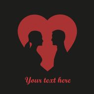 Red heart with silhouettes of man and woman