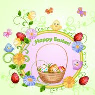 Easter illustration with eggs and beautifull flowers