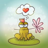 Cute cartoon Prince the Frog holding gold arrow