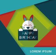 Happy birthday rabbit card flat icon with long shadow eps10 N10