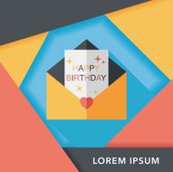 Happy birthday card flat icon with long shadow eps10 N21