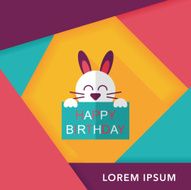 Happy birthday rabbit card flat icon with long shadow eps10 N11