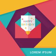 Happy birthday card flat icon with long shadow eps10 N22