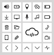 flat icons square black and white icons web N2