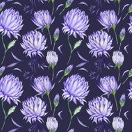 Dark Romantic Pattern with Purple Flowers